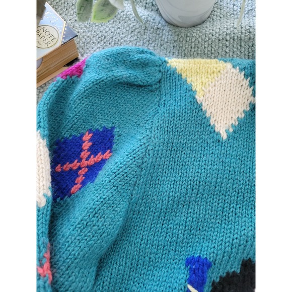 Vintage Rare Berek Wool Knit Horse Carousel Cardigan Sweater M - Picture 5 of 8